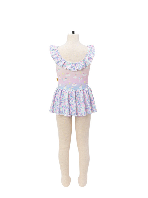 Unicorn Little Girl Kids Swimsuits (2T - 7), Rainbow Flowers