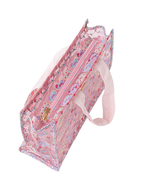 ピンク フリンジ付きトートバッグ JIB ファスナーつきトートバッグ オーバージップ SSサイズ FTSS