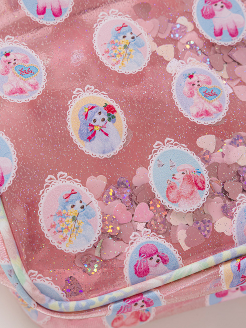 【新品・未使用品】メイクポーチ　ピンク　プードル　スパンコール kate spade NEW YORK 【並行輸入品】ケイトスペード バッグ